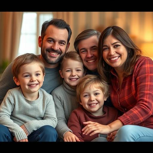 Familieportret in een warme, huiselijke setting