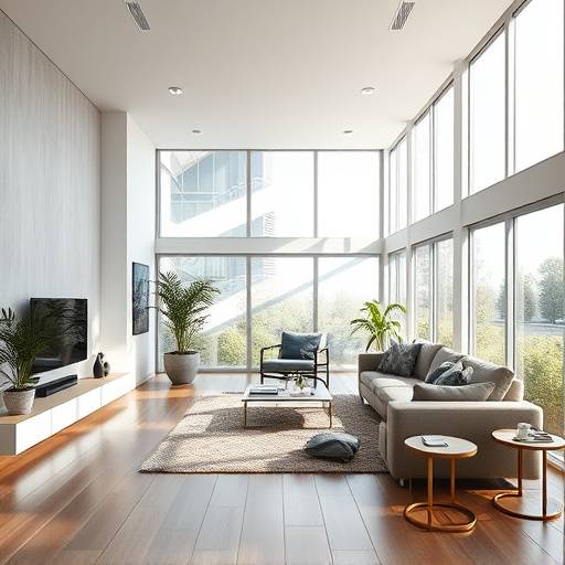 Sfeervolle vastgoedfotografie van een modern interieur met veel natuurlijk licht.