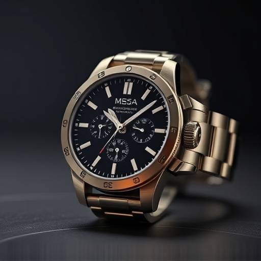 Strakke productfoto van een luxe horloge op een donkere achtergrond met focus op details.