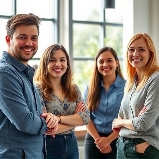 Studio medewerkers glimlachend